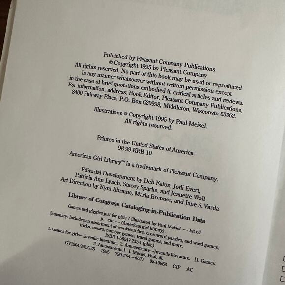 Vintage 1995 Pleasant Company American Girl Games & Giggles Paperback Book - Picture 2 of 10